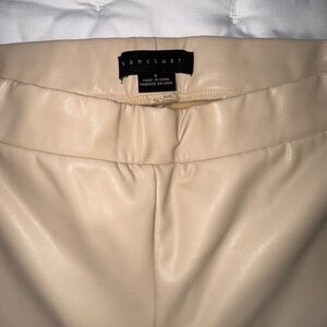 Sanctuary Cream Faux Leather Flare Cropped Pants